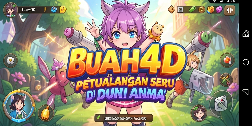 Tampilan dinamis gameplay BUAH4D dengan karakter Anime yang unik.