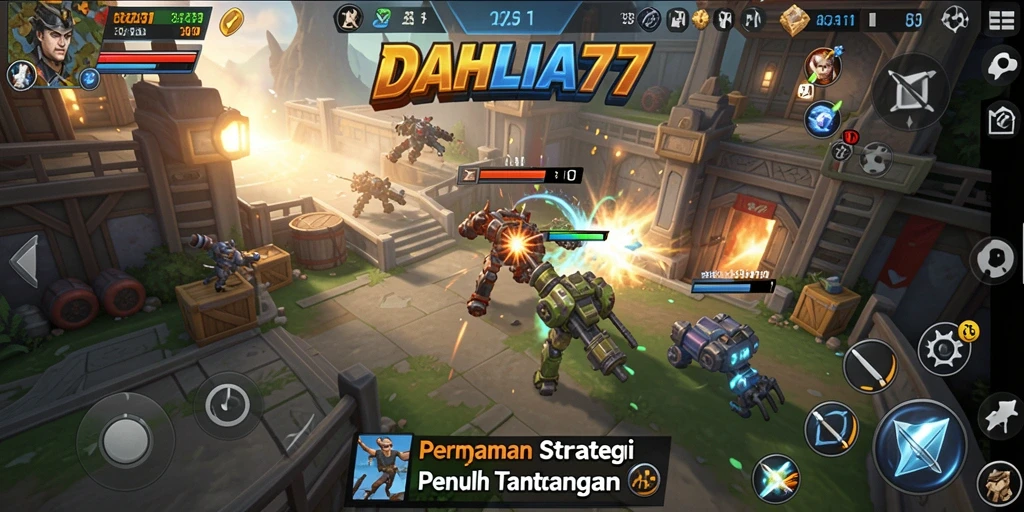 Tampilan gameplay DAHLIA77 menampilkan pertempuran taktis yang menarik.