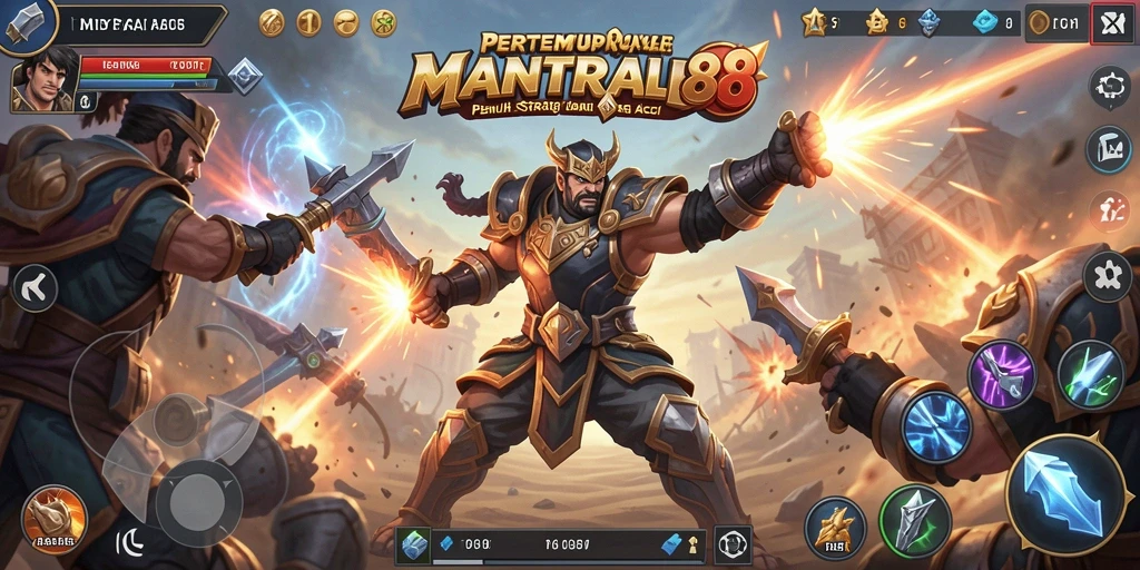 Tangkapan layar MANTRA88 menampilkan aksi seru di medan pertempuran Battle Royale.