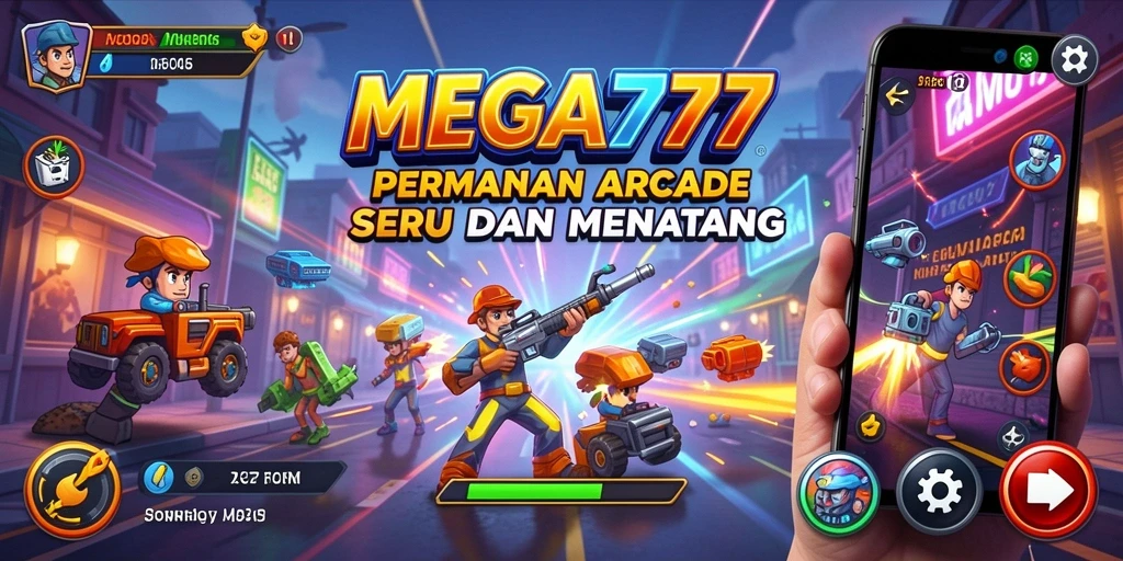 Screenshot utama MEGA777 menampilkan aksi gameplay arcade yang menarik.