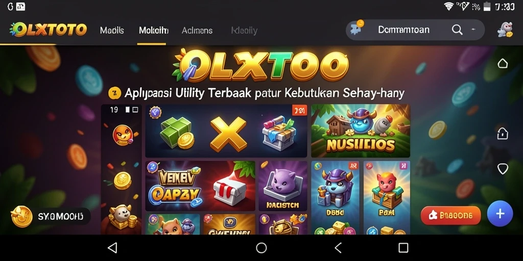 Screenshot OLXTOTO menunjukkan tampilan antarmuka aplikasi Utility yang intuitif.