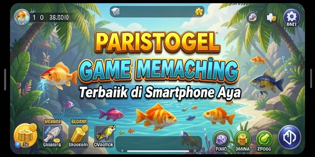 Tampilan gameplay seru dalam PARISTOGEL dengan berbagai ikan yang menunggu untuk ditangkap.