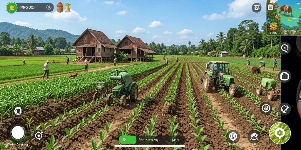 Tampilan gameplay seru di ladang pertanian PRG007.