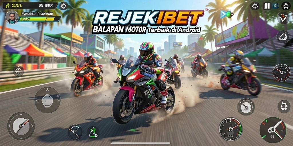 Tampilan gameplay menegangkan dari balapan motor di REJEKIBET.
