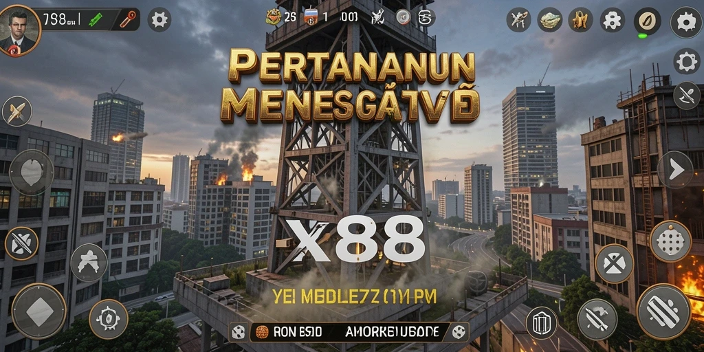 Gameplay X88 menara pertahanan yang mendebarkan dan strategis.
